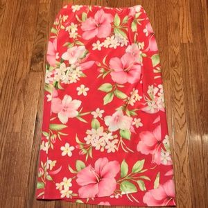 Talbots Skirt Sz 10 Pure Silk Pink Floral